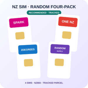 新西兰 SIM 四卡随机组合装（Spark / One NZ / 2degrees，Economy Tracked 可追踪包裹）