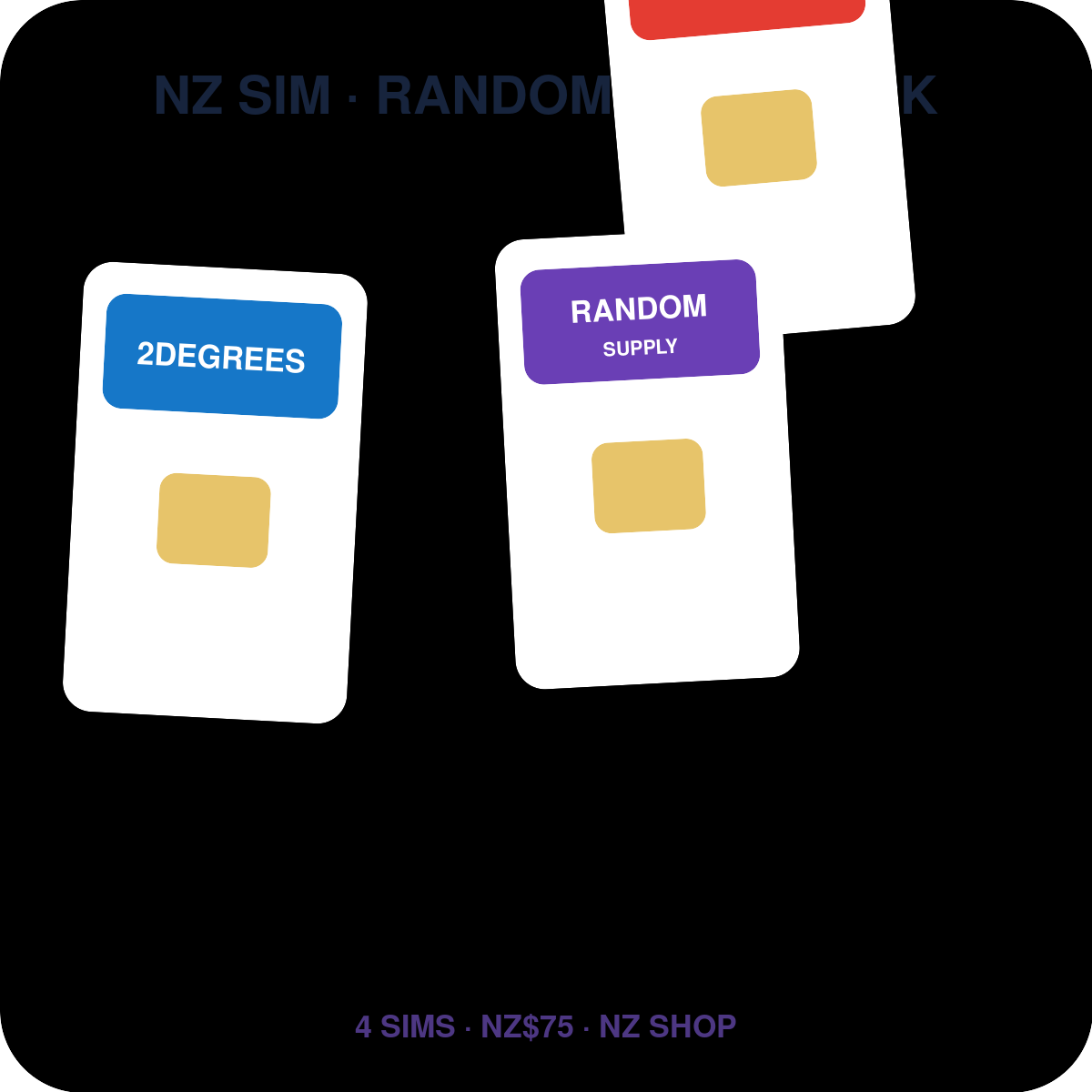 新西兰 SIM 四卡随机组合装(Spark / One NZ / 2degrees)